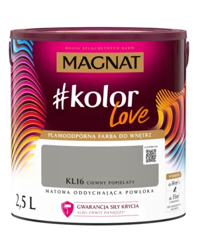 Farba lateksowa Magnat #kolorLove Ciemny Popielaty 2,5L matowa plamoodporna do wnętrz