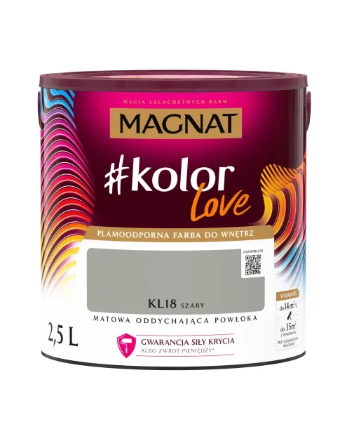 Farba lateksowa Magnat #kolorLove Szary 2,5L matowa plamoodporna do wnętrz