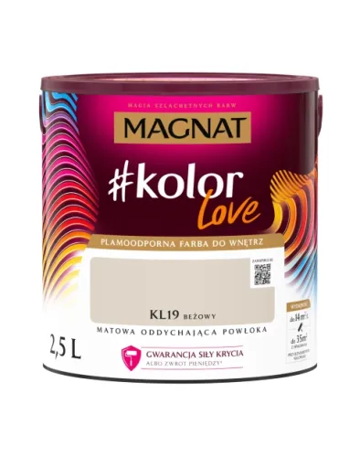 Farba lateksowa Magnat #kolorLove Beżowy 2,5L matowa plamoodporna do wnętrz