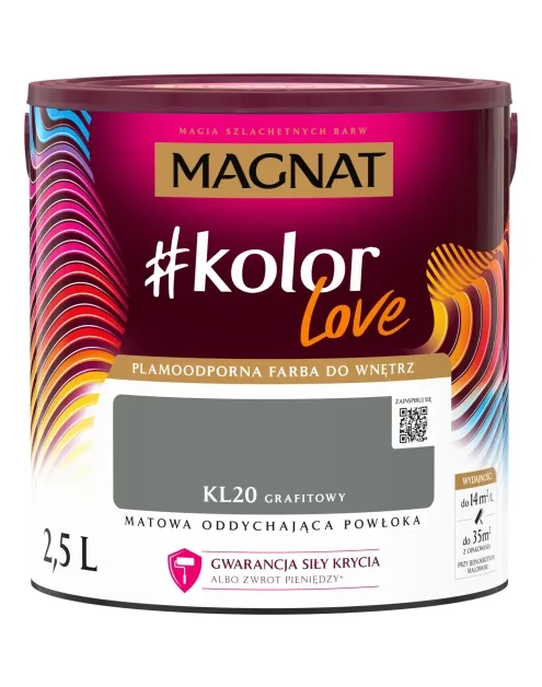 Farba lateksowa Magnat #kolorLove Grafitowy 2,5L matowa plamoodporna do wnętrz