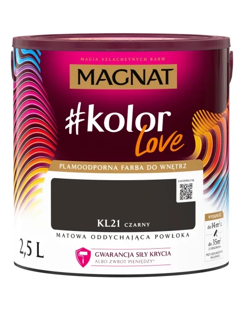 Farba lateksowa Magnat #kolorLove Czarny 2,5L matowa plamoodporna do wnętrz