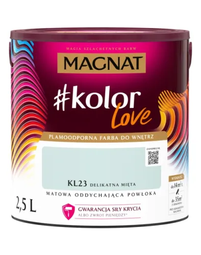 Farba lateksowa Magnat #kolorLove Delikatna Mięta 2,5L matowa plamoodporna do wnętrz