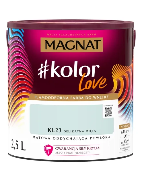 Farba lateksowa Magnat #kolorLove Delikatna Mięta 2,5L matowa plamoodporna do wnętrz