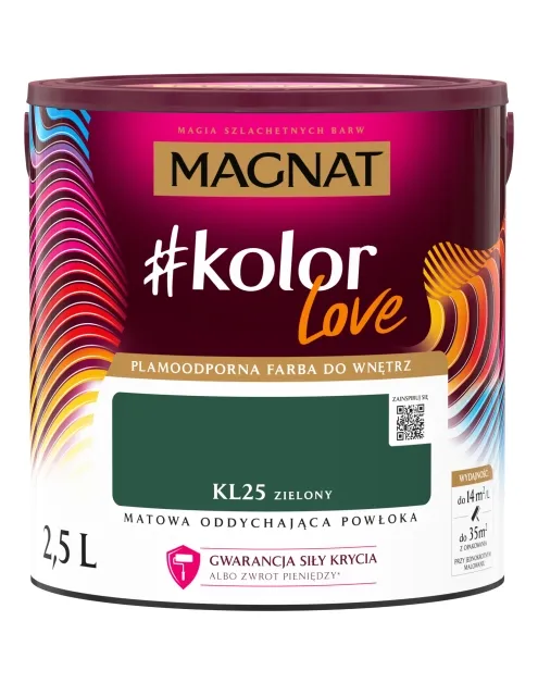 Farba lateksowa Magnat #kolorLove Zielony 2,5L matowa plamoodporna do wnętrz
