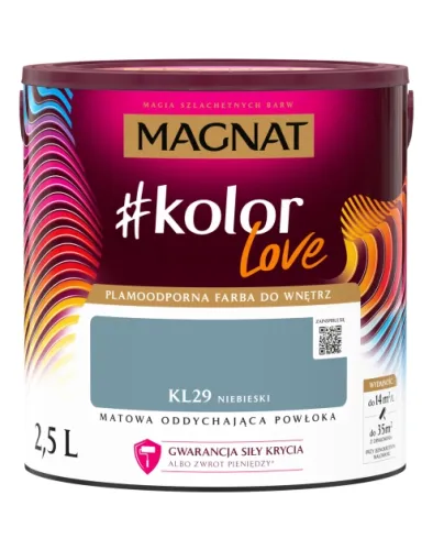 Farba lateksowa Magnat #kolorLove Niebieski 2,5L matowa plamoodporna do wnętrz