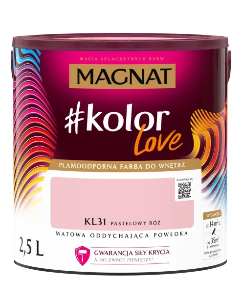 Farba lateksowa Magnat #kolorLove Pastelowy Róż 2,5L matowa plamoodporna do wnętrz