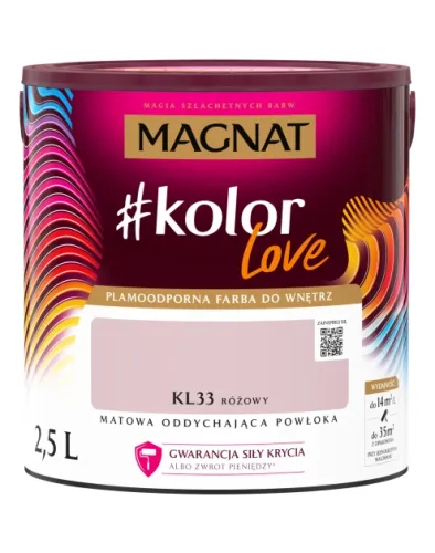 Farba lateksowa Magnat #kolorLove Różowy 2,5L matowa plamoodporna do wnętrz