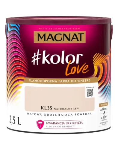 Farba lateksowa Magnat #kolorLove Naturalny Len 2,5L matowa plamoodporna do wnętrz