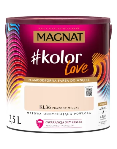 Farba lateksowa Magnat #kolorLove Prażony migdał 2,5L matowa plamoodporna do wnętrz
