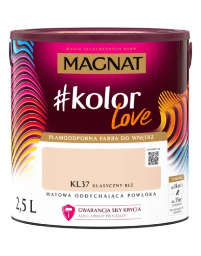 Farba lateksowa Magnat #kolorLove Klasyczny beż 2,5L matowa plamoodporna do wnętrz