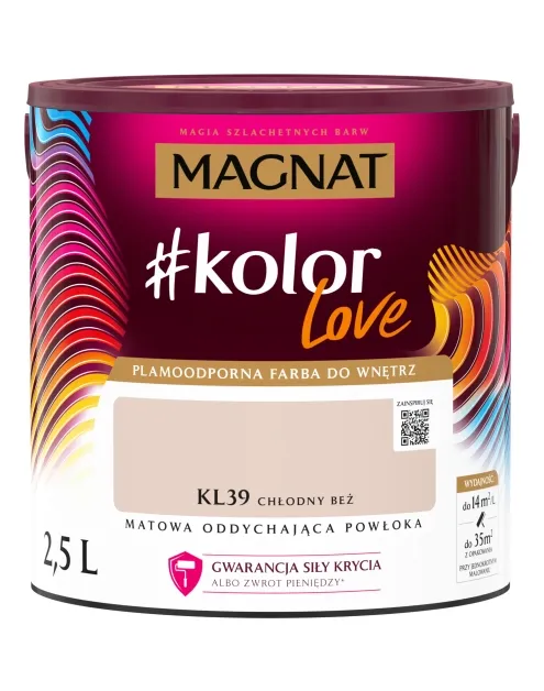 Farba lateksowa Magnat #kolorLove Chłodny beż 2,5L matowa plamoodporna do wnętrz
