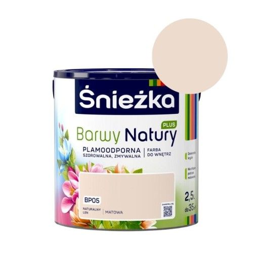 Farba lateksowa Śnieżka Barwy Natury Plus BP05 Naturalny Len 2,5L matowa plamoodporna – zdjęcie 1