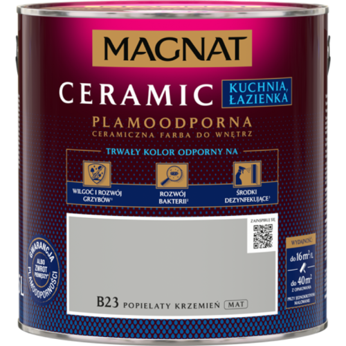 Farba lateksowa Magnat Kitchen & Bathroom B23 Popielaty krzemień 2,5L matowa – zdjęcie 1