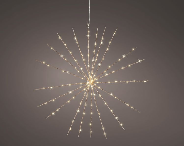 Dekoracja świetlna plenerowa 55cm 130LED mikro ciepła biel miedziana z efektem migania – zdjęcie 2