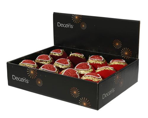 Bombka choinkowa serce 8cm aksamitna z cekinami piankowa mieszana ze złotym drutem zawieszenia – zdjęcie 2