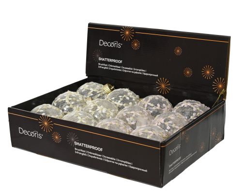 Bombka choinkowa plastikowa 8cm dwukolorowa mieszana lekka z nitką zawieszenia – zdjęcie 2