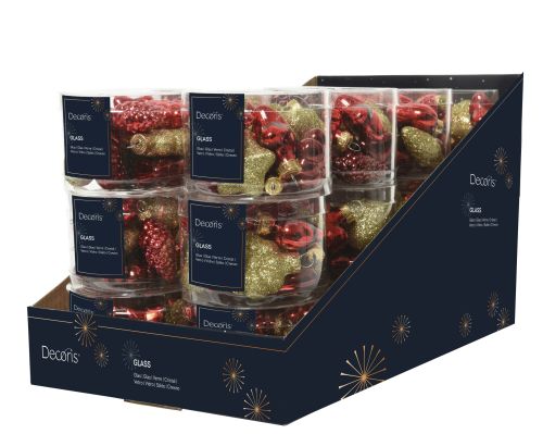 Zawieszka dekoracyjna szklana czerwona złota błyszcząca brokatowa z metalową nakrętką – zdjęcie 2