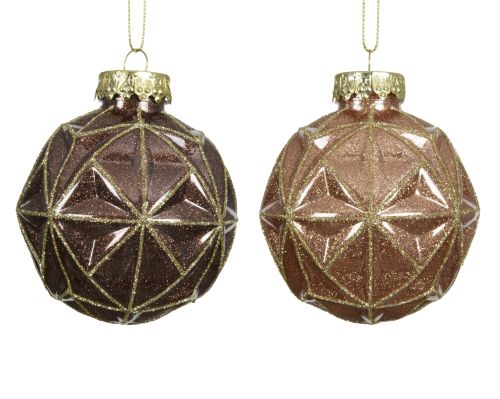 Bombka dekoracyjna świąteczna  mieszana z brokatem w środku i błyszczącą obręczą z zawieszką – zdjęcie 1