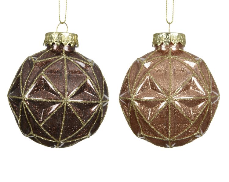 Bombka dekoracyjna świąteczna  mieszana z brokatem w środku i błyszczącą obręczą z zawieszką – zdjęcie 1