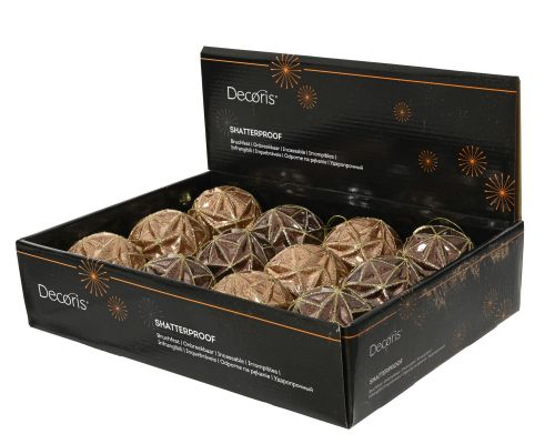 Bombka dekoracyjna świąteczna  mieszana z brokatem w środku i błyszczącą obręczą z zawieszką – zdjęcie 2