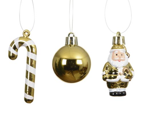 Zawieszka dekoracyjna świąteczna  złota błyszcząca polistyrenowa z nitką i złotą czapką – zdjęcie 1