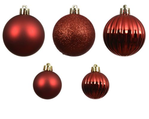 Bombki dekoracyjne świąteczne 6cm czerwone matowe błyszczące brokatowe – zdjęcie 1