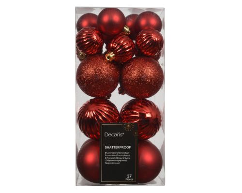 Bombki dekoracyjne świąteczne 6cm czerwone matowe błyszczące brokatowe – zdjęcie 2