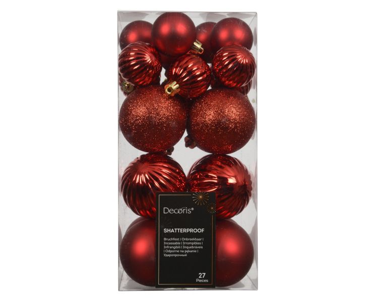 Bombki dekoracyjne świąteczne 6cm czerwone matowe błyszczące brokatowe – zdjęcie 2