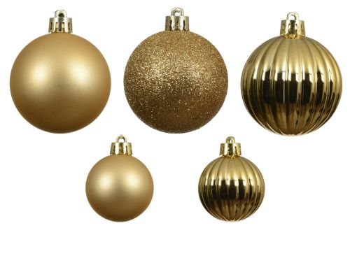 Bombki dekoracyjne świąteczne  złote matowe błyszczące brokatowe polistyrenowe – zdjęcie 1