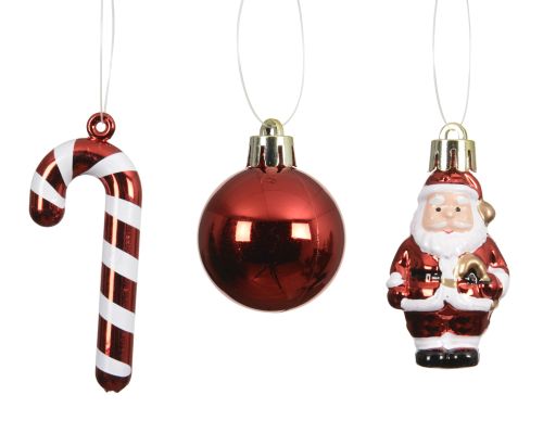 Bombki plastikowe na choinkę Mikołaj laska lukrowa  czerwono białe świąteczne z nitką – zdjęcie 1