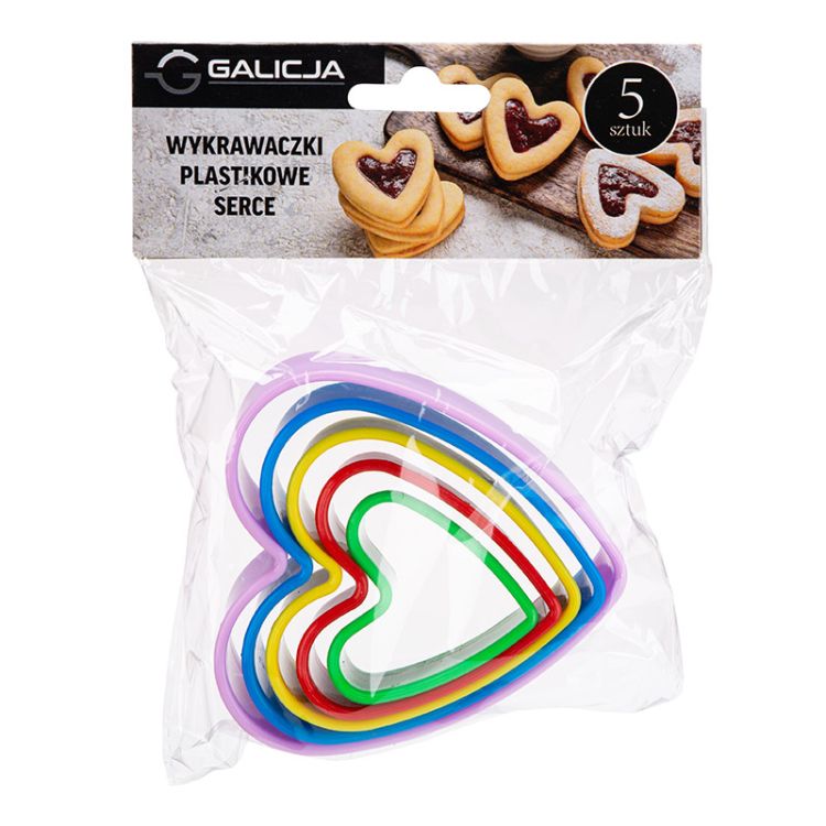 Wykrawaczki do ciastek Galicja HWPBN28414 5szt plastikowe serce różne rozmiary – zdjęcie 2