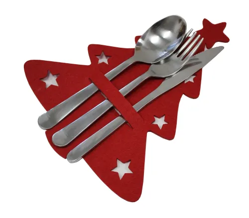 Podkładka filcowa na sztućce CHOINKA 15x20cm czerwona dekoracyjna świąteczna do nakrycia stołu – zdjęcie 2