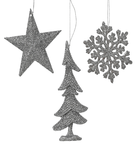 Dekoracja świąteczna płatek śniegu z plastiku przezroczysty 10 cm brokatowy z wieszakiem srebrnym – zdjęcie 2