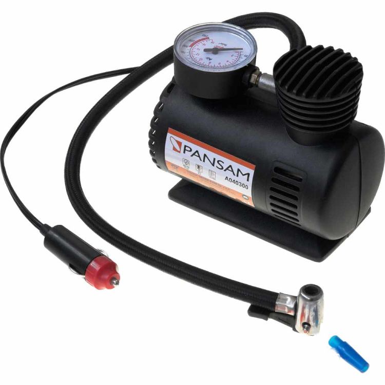 Kompresor samochodowy 12V 11 l min 250PSI z manometrem i końcówkami