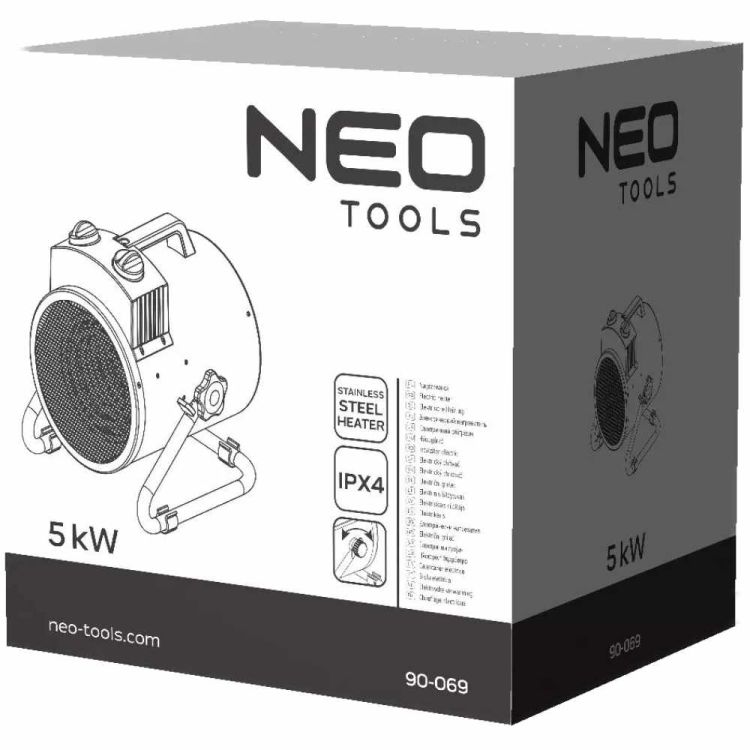 Nagrzewnica elektryczna NEO Tools 90-069 5000W przemysłowa IPX4 z termostatem i regulacją kąta