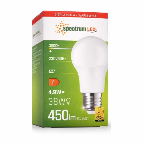 Żarówka LED Spectrum LED E27 4,9W 450lm 3000K ciepła biała
