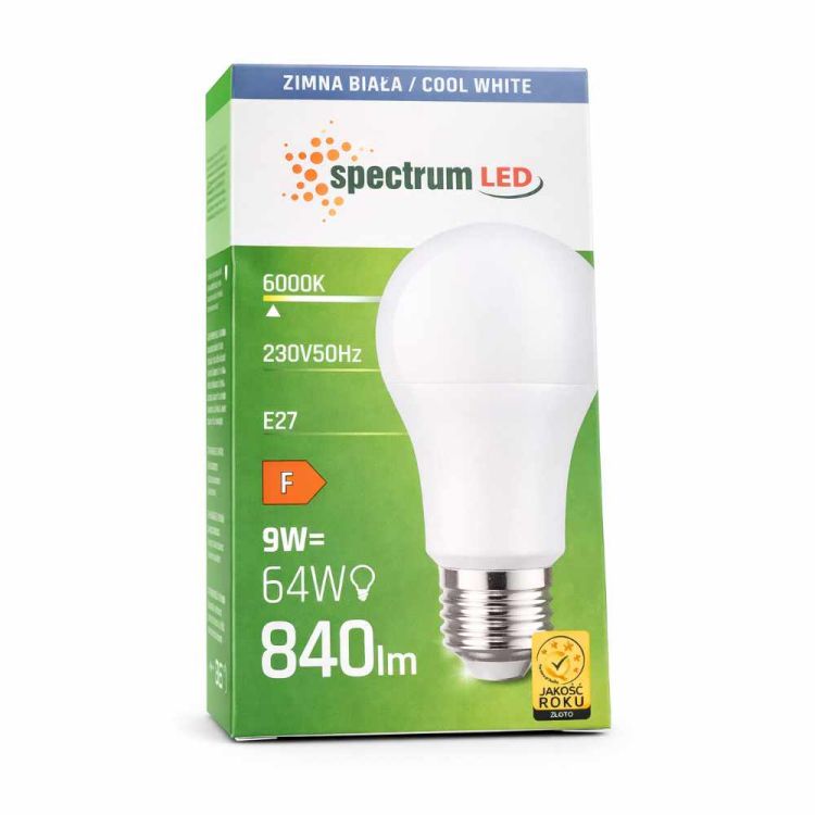 Żarówka LED Spectrum LED E27 9W 840lm 6000K zimna biała