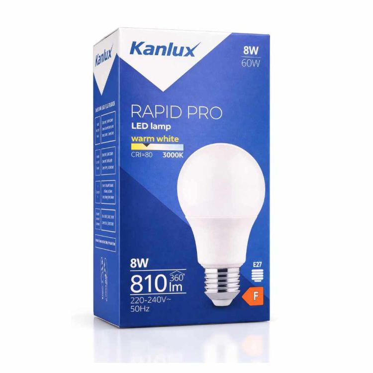 Żarówka LED Kanlux Rapid Pro v2 8W E27 3000K ciepła biała