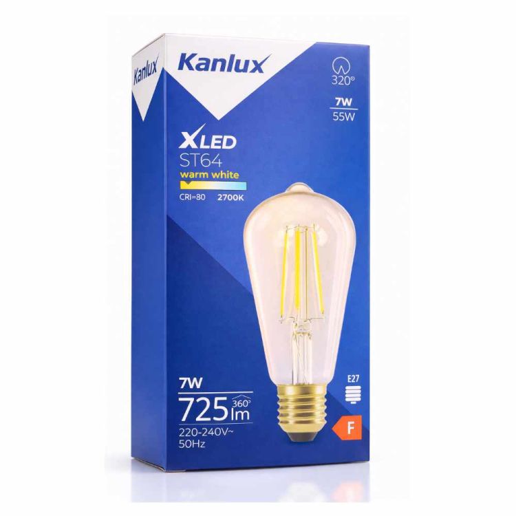 Żarówka LED Kanlux XLED ST64 7W E27 2700K ciepła biała filament