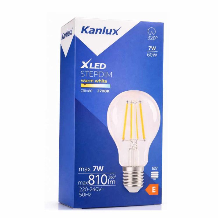 Żarówka LED Kanlux XLED A60 STEPDIM 7W E27 2700K ciepła biała filament