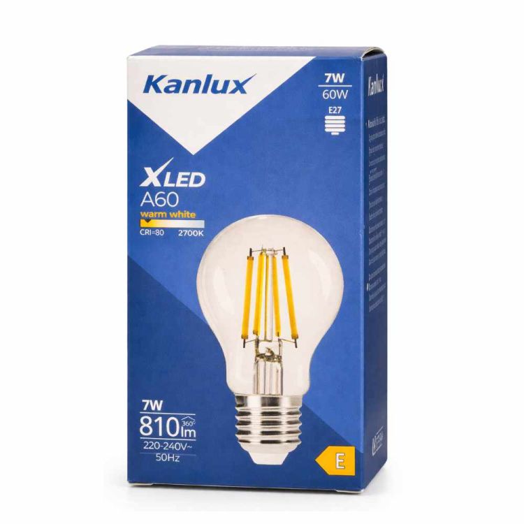 Żarówka LED Kanlux XLED A60 7W E27 ciepła biała 2700K LED filament