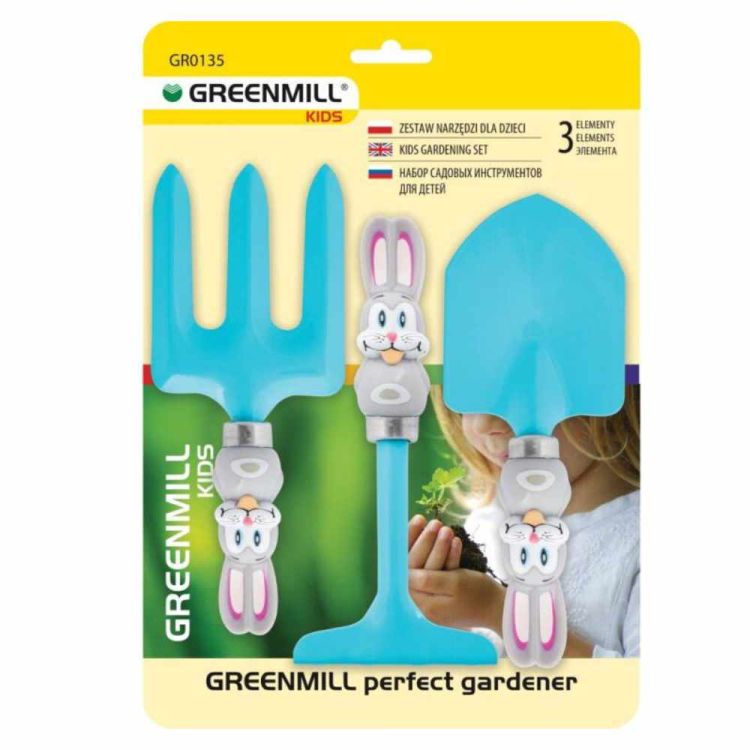 Zestaw narzędzi ogrodowych dla dzieci Greenmill GR0135 stalowe z plastikowymi uchwytami