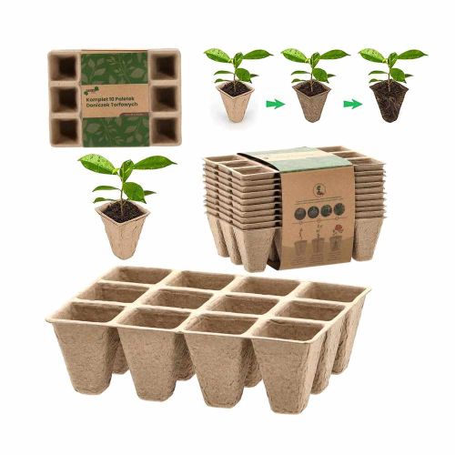 Paletki doniczek torfowych 3x4 15,5x11,5x5 cm biodegradowalne do rozsady zestaw 10 sztuk