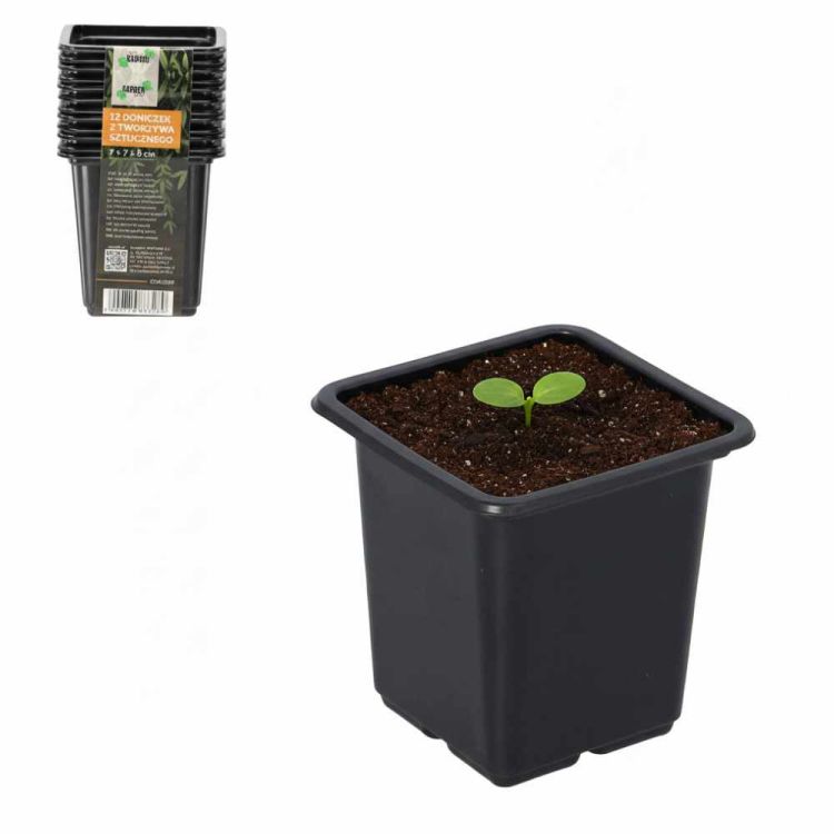 Doniczki do rozsady GardenLine 7x7x8 cm z tworzywa sztucznego czarne zestaw 12 sztuk