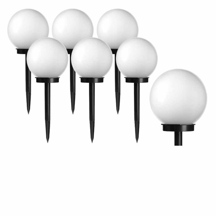 Lampa solarna ogrodowa wbijana LED kula biała 10