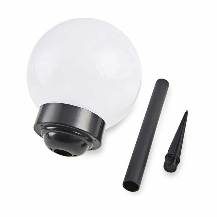 Lampa solarna ogrodowa wbijana LED kula biała 10