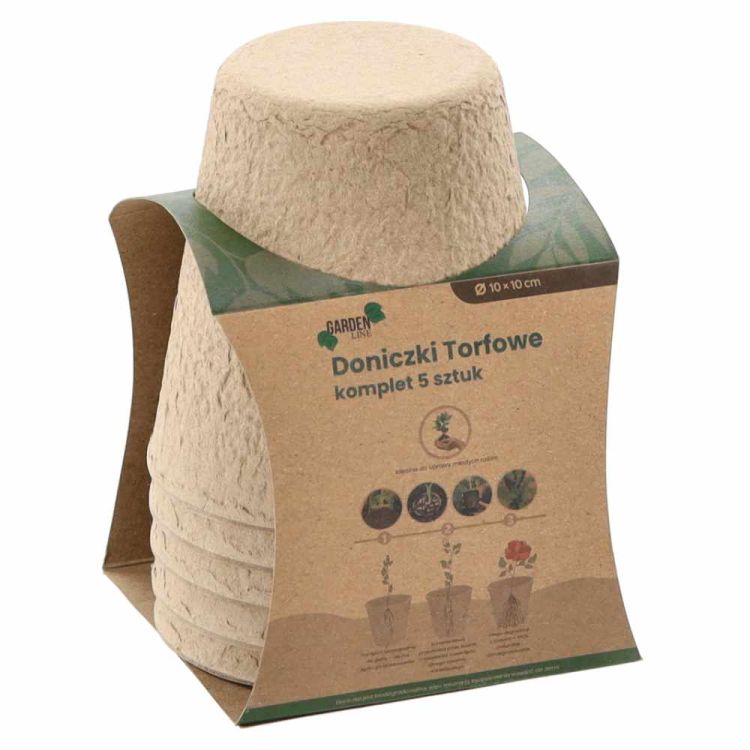 Doniczki torfowe 10 x 10 cm biodegradowalne zestaw 5 sztuk do rozsady