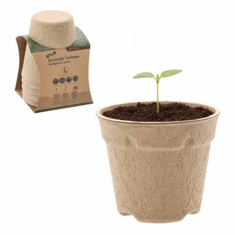 Doniczki torfowe 10 x 10 cm biodegradowalne zestaw 5 sztuk do rozsady