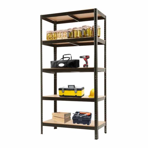 Regał metalowy magazynowy czarny 180x90x40 cm 5 półek 175 kg do garażu i piwnicy