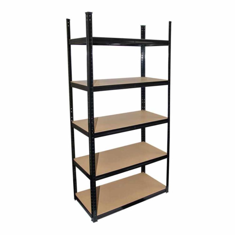 Regał metalowy magazynowy czarny 180x90x40 cm 5 półek 175 kg do garażu i piwnicy